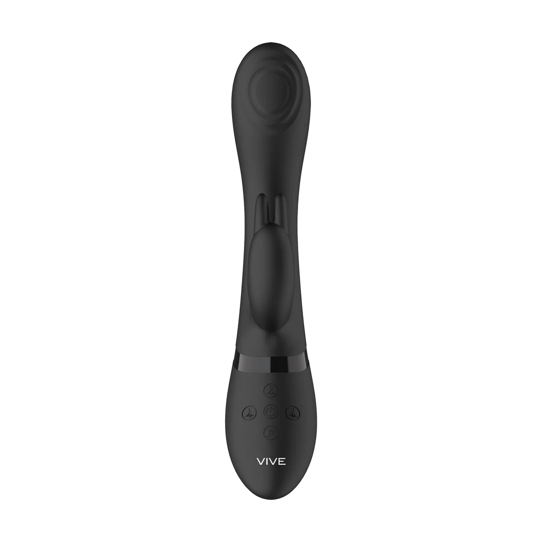 Rabbit vibratore con punta a onde pulsanti per il punto G e vibratore per il clitoride, nero, VIVE by Shots - immagine 11
