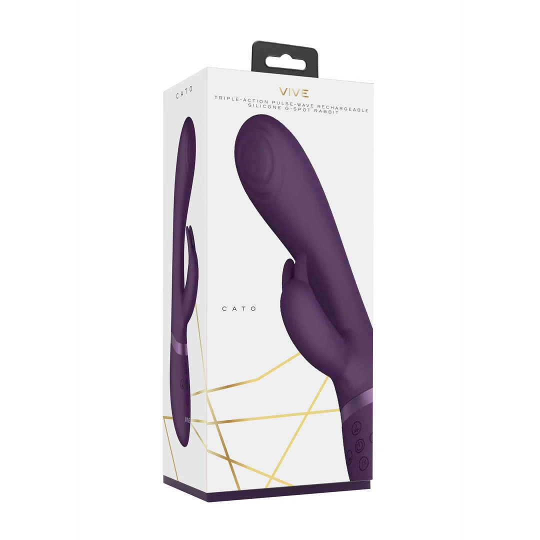 Rabbit vibratore con punta a onde pulsanti per il punto G e vibratore per il clitoride, nero, VIVE by Shots - immagine 2