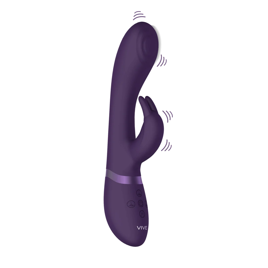 Rabbit vibratore con punta a onde pulsanti per il punto G e vibratore per il clitoride, nero, VIVE by Shots - immagine 4