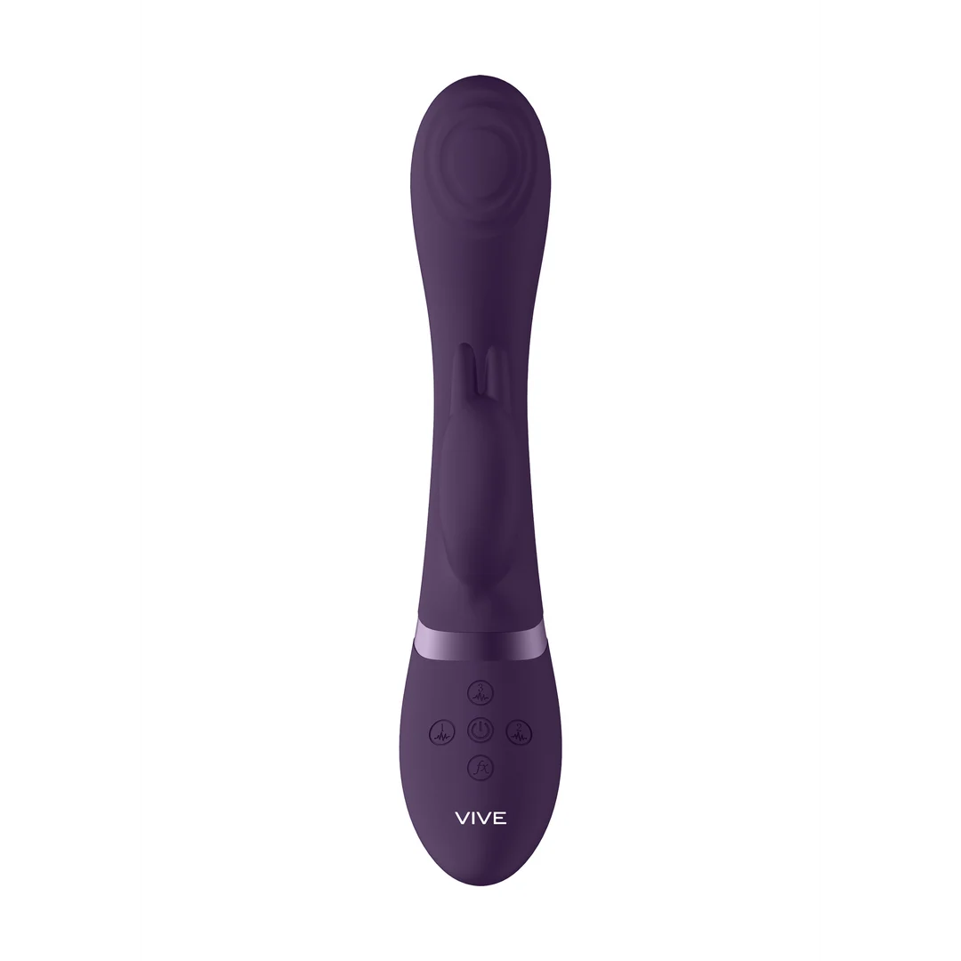 Rabbit vibratore con punta a onde pulsanti per il punto G e vibratore per il clitoride, nero, VIVE by Shots - immagine 5