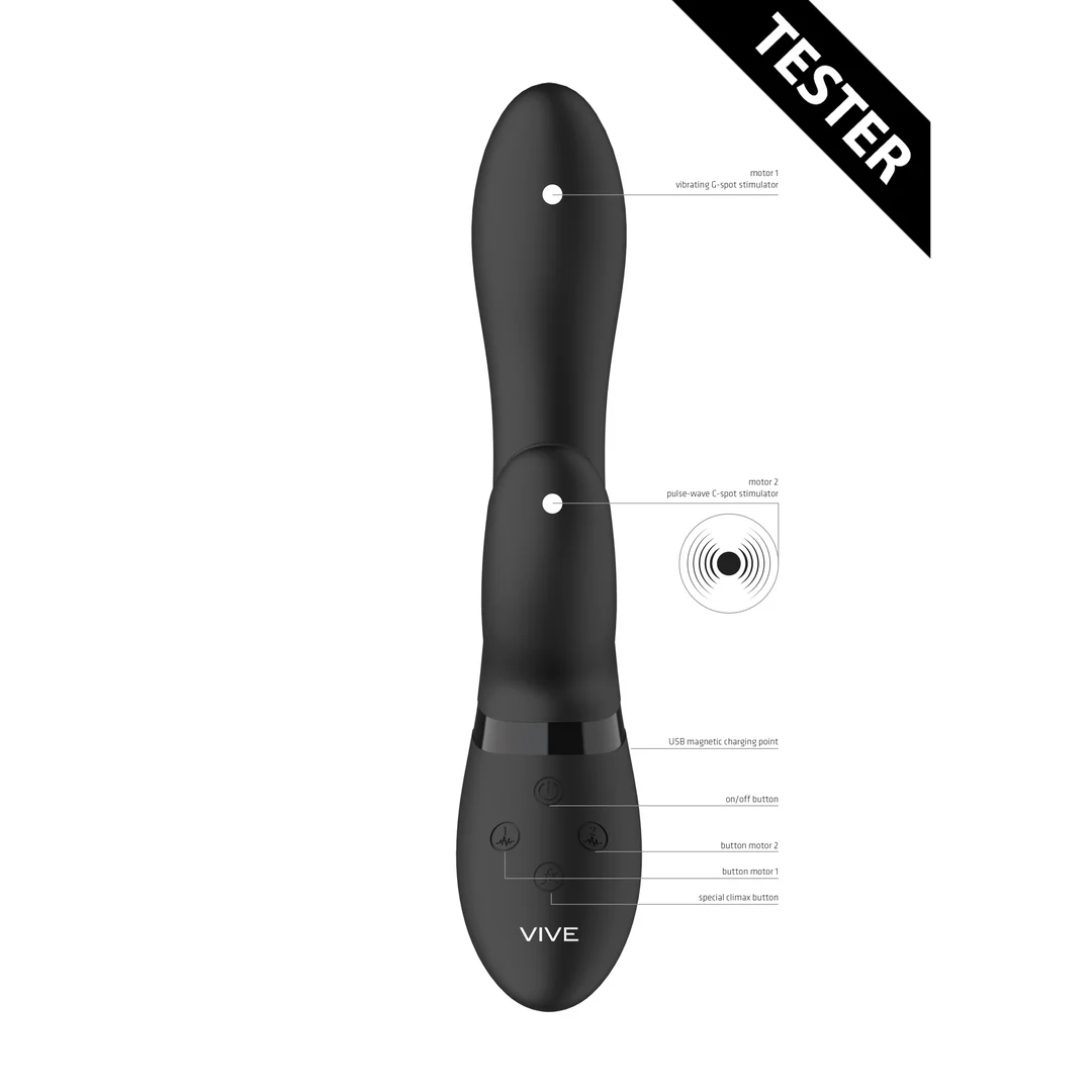 Rabbit vibratore con stimolazione clitoridea a onde pulsanti e 10 funzioni, rosa, VIVE by Shots - immagine 6