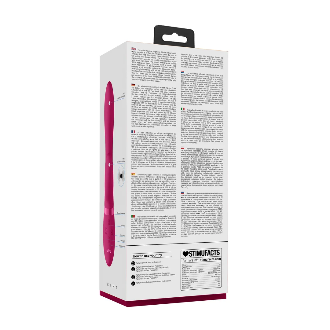 Rabbit vibratore con stimolazione clitoridea a onde pulsanti e 10 funzioni, rosa, VIVE by Shots - immagine 15