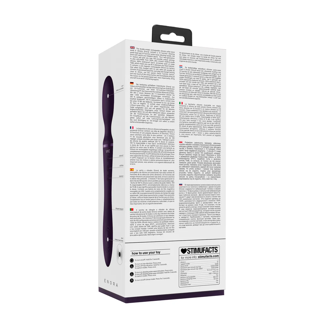 Vibratore wand doppio con doppio motore e 10+10 modalità, viola VIVE by Shots - immagine 9