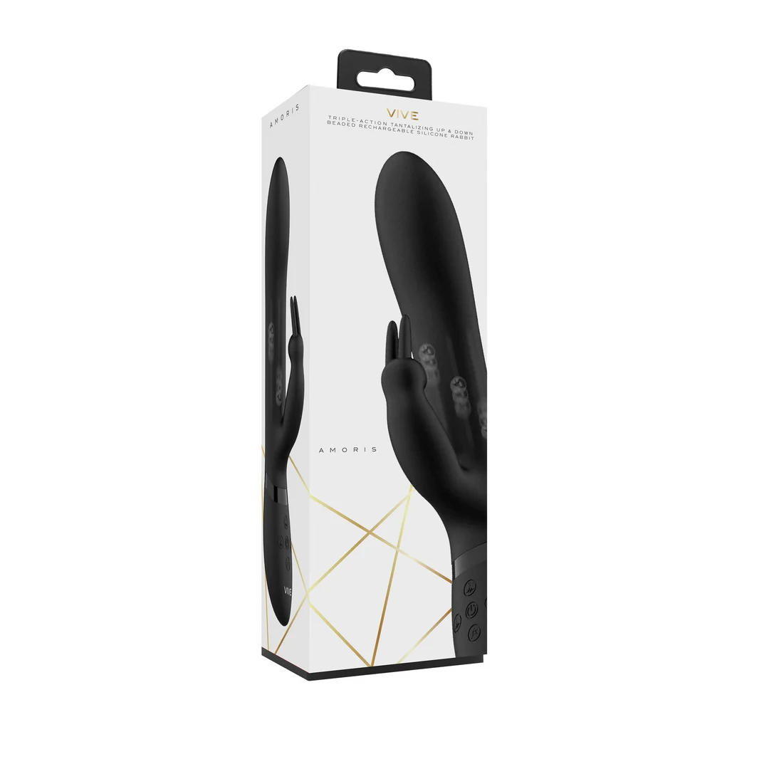 Vibratore rabbit con perline mobili su e giù e 3 motori, VIVE by Shots, nero VIVE by Shots - immagine 2