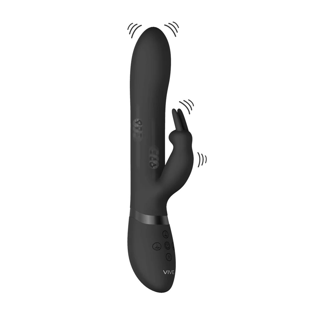 Vibratore rabbit con perline mobili su e giù e 3 motori, VIVE by Shots, nero VIVE by Shots - immagine 4