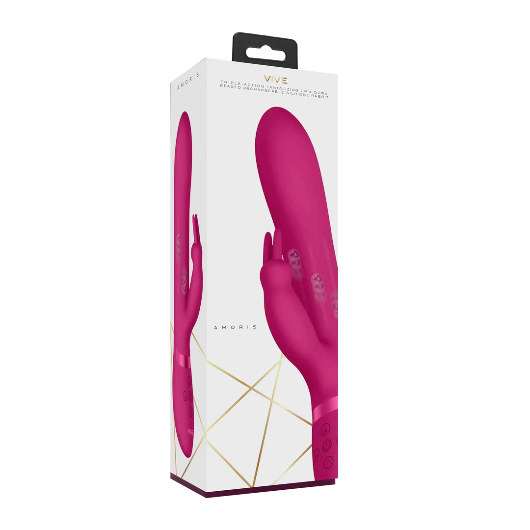 Vibratore rabbit con perline mobili su e giù e 3 motori, VIVE by Shots, nero VIVE by Shots - immagine 8