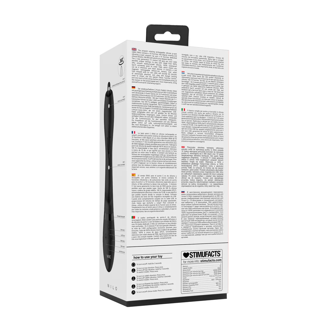 Vibratore rabbit con punta rotante a 360° per il punto G e stimolazione clitoridea, VIVE by Shots, viola VIVE by Shots - immagine 3