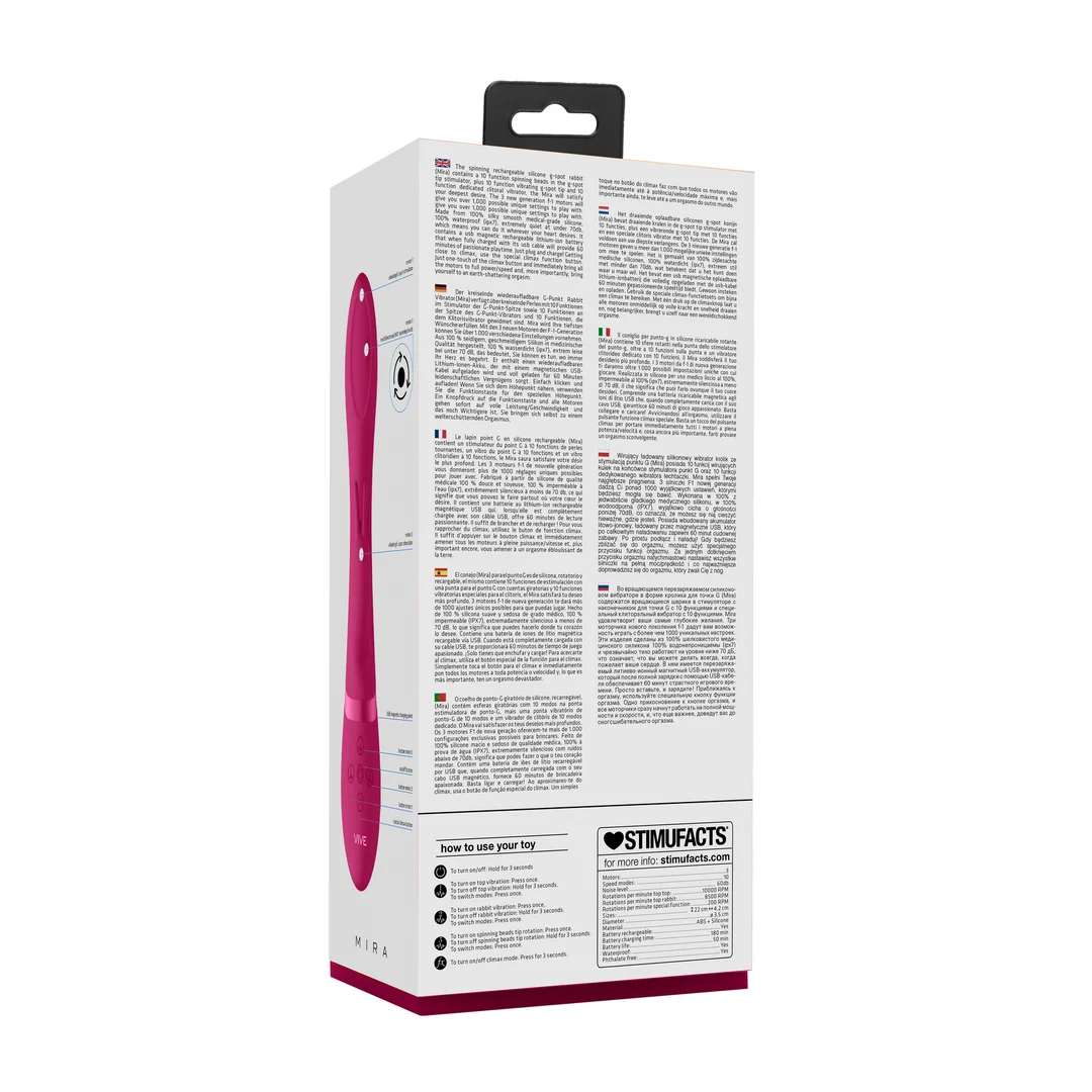 Vibratore rabbit con perle rotanti e 10 modalità – VIVE Mira, rosa VIVE by Shots - immagine 3