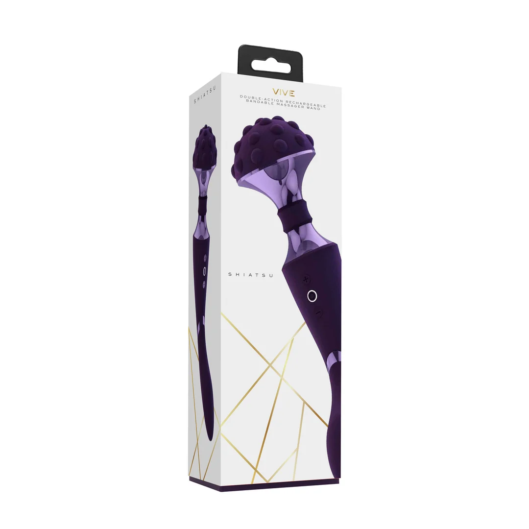 Vibratore wand con doppio motore e 10 modalità, viola, VIVE by Shots - immagine 8