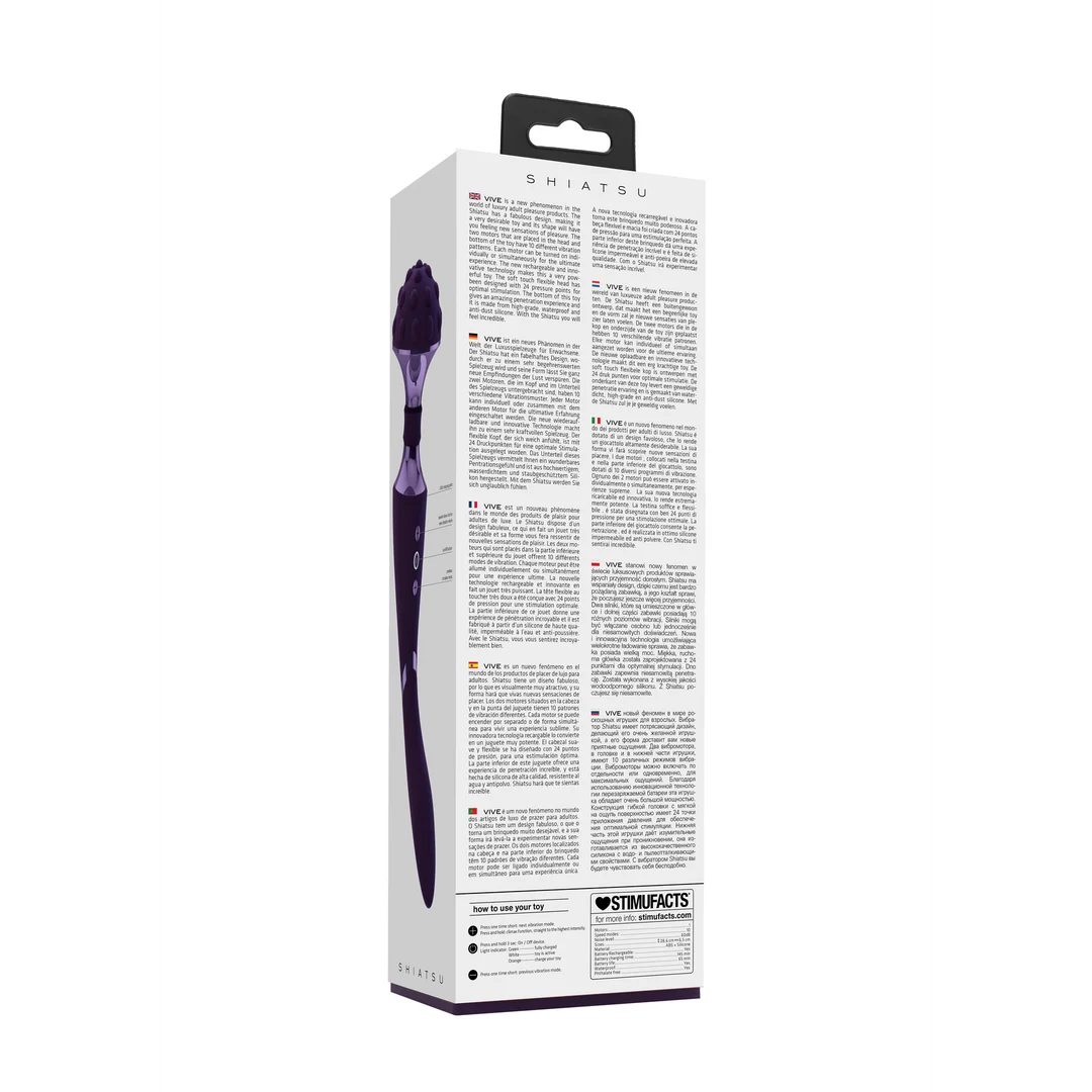 Vibratore wand con doppio motore e 10 modalità, viola, VIVE by Shots - immagine 9