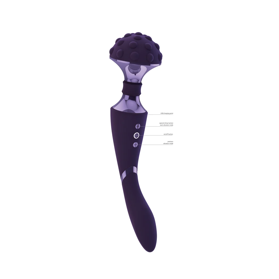 Vibratore wand con doppio motore e 10 modalità, viola, VIVE by Shots - immagine 13