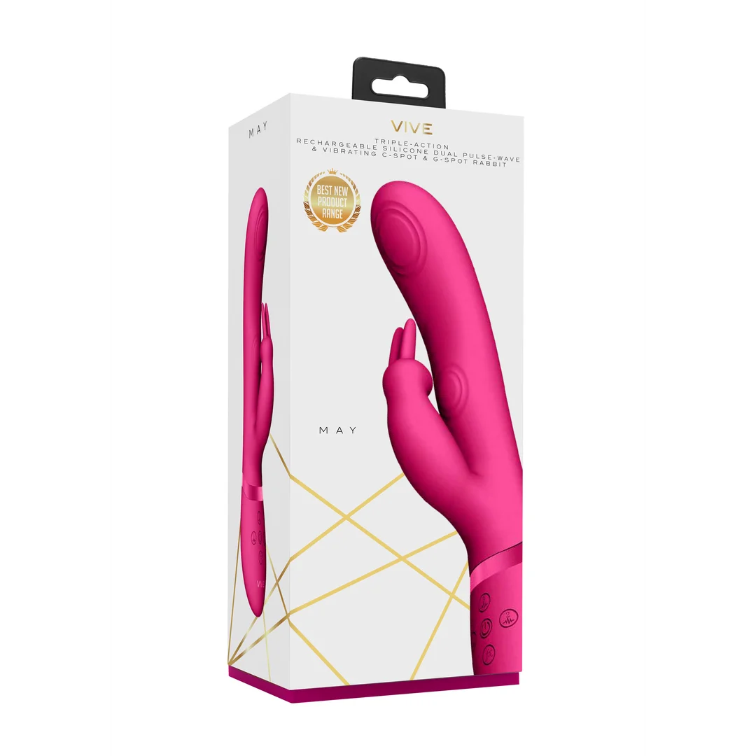 Vibratore rabbit con onde a impulsi duali e pulsante per l’orgasmo – VIVE by Shots, rosa VIVE by Shots - immagine 6