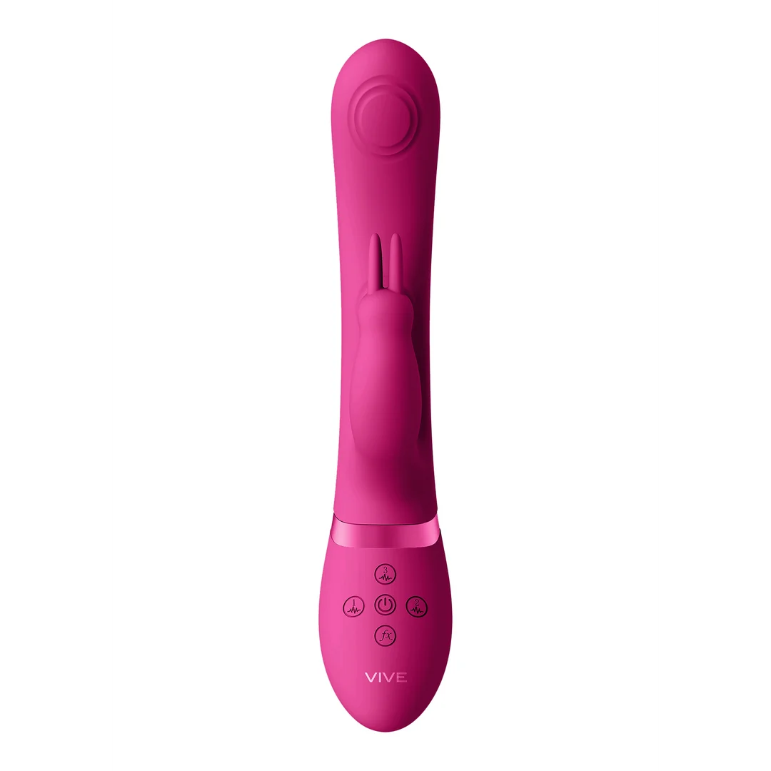 Vibratore rabbit con onde a impulsi duali e pulsante per l’orgasmo – VIVE by Shots, rosa VIVE by Shots - immagine 8