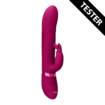Vibratore rabbit con punta vibrante e perle rotanti, rosa, VIVE by Shots