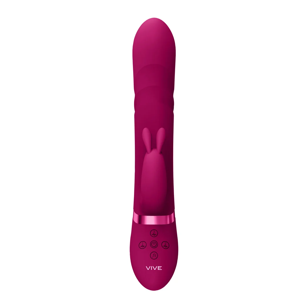 Vibratore rabbit con punta vibrante e perle rotanti, rosa, VIVE by Shots - immagine 4