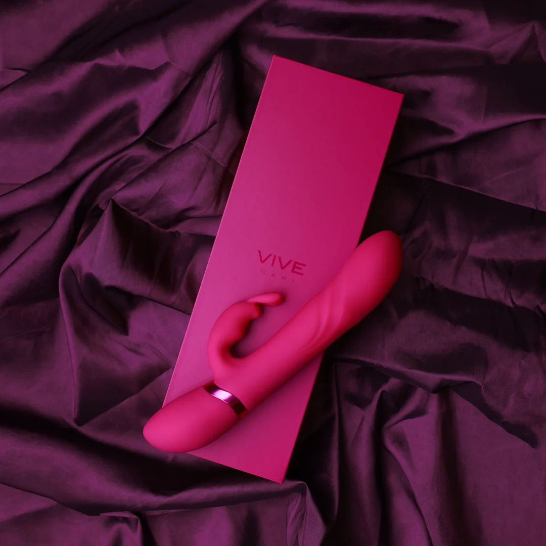 Vibratore rabbit con punta vibrante e perle rotanti, rosa, VIVE by Shots - immagine 6