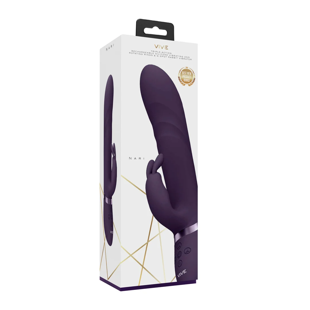 Vibratore rabbit con punta vibrante e perle rotanti, rosa, VIVE by Shots - immagine 8