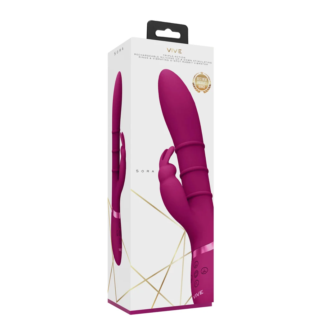 Vibratore rabbit con anelli a movimento verticale, viola VIVE by Shots - immagine 2