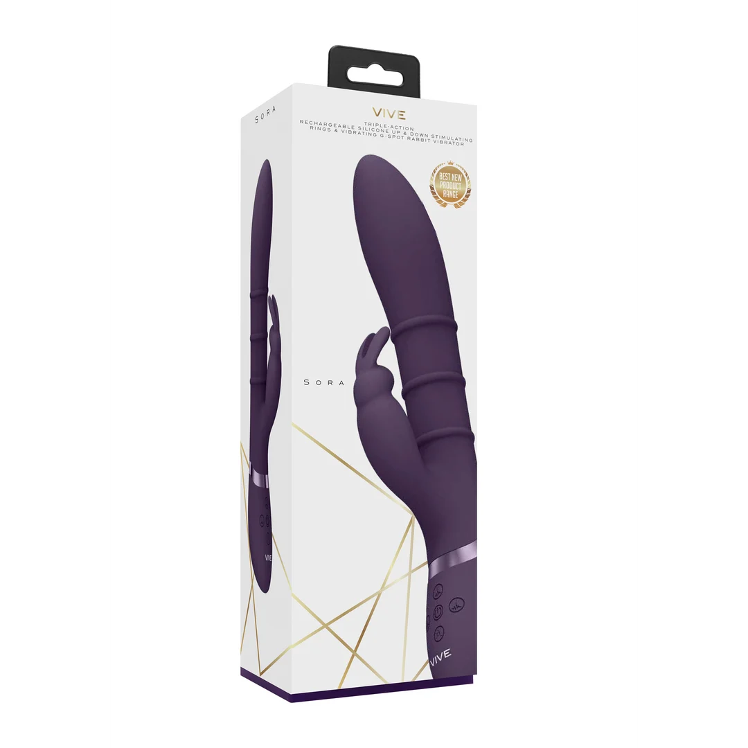 Vibratore rabbit con anelli a movimento verticale, viola VIVE by Shots - immagine 8