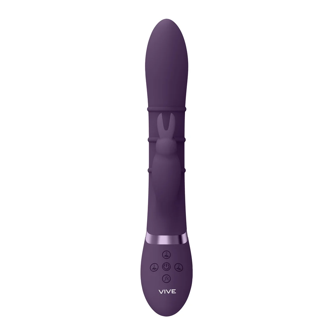Vibratore rabbit con anelli a movimento verticale, viola VIVE by Shots - immagine 10
