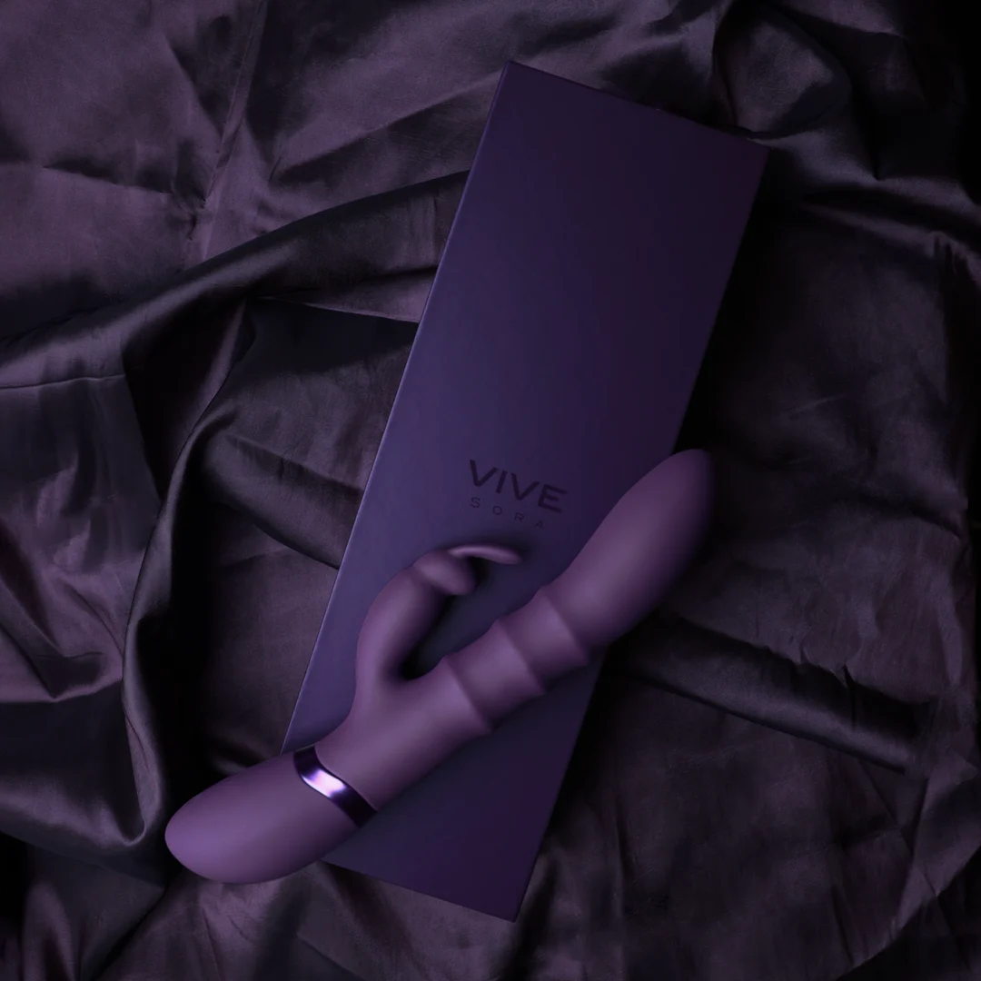 Vibratore rabbit con anelli a movimento verticale, viola VIVE by Shots - immagine 12