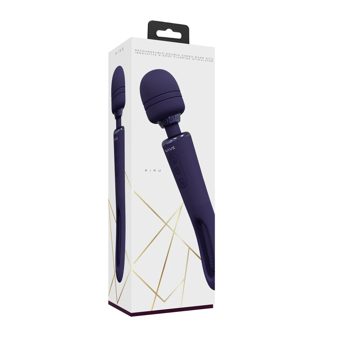 Vibratore a bacchetta a doppia estremità con lingua oscillante e doppio motore, VIVE, viola VIVE by Shots - immagine 7