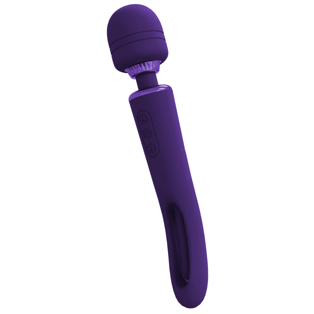 Vibratore a bacchetta a doppia estremità con lingua oscillante e doppio motore, VIVE, viola VIVE by Shots - immagine 9