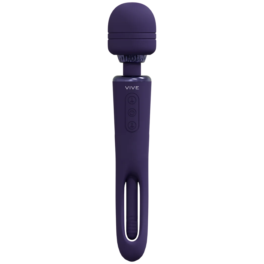 Vibratore a bacchetta a doppia estremità con lingua oscillante e doppio motore, VIVE, viola VIVE by Shots - immagine 11