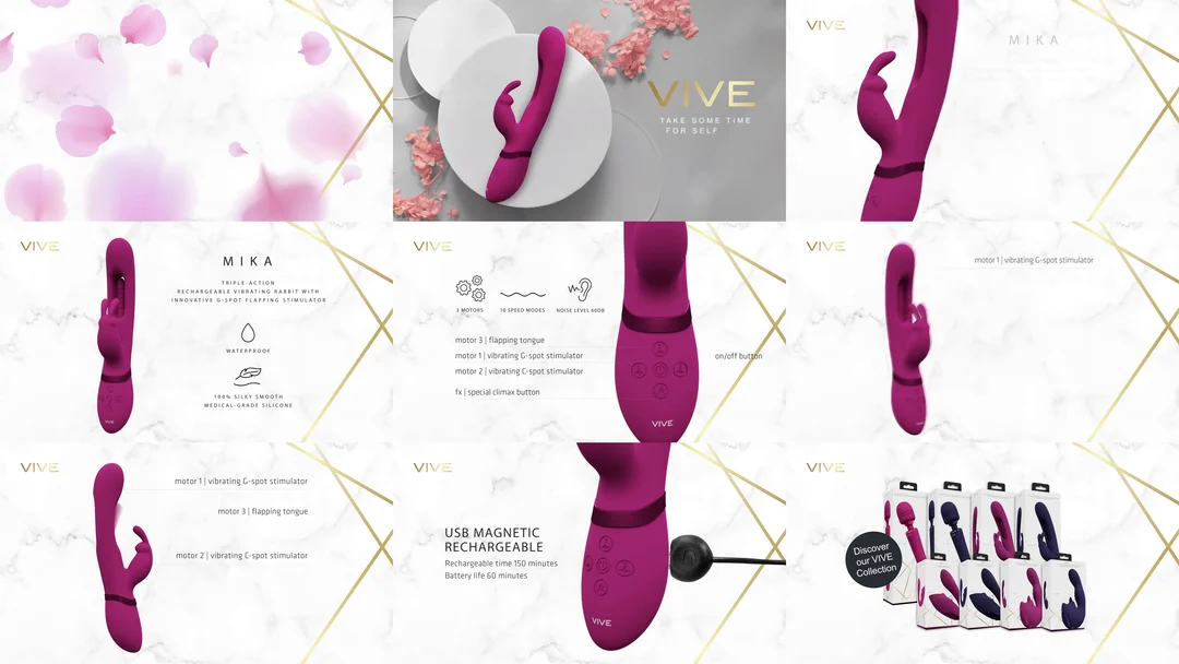 VIVE by Shots VIVE, rosa, vibratore rabbit a triplo motore con linguetta vibrante per il punto G - immagine 6