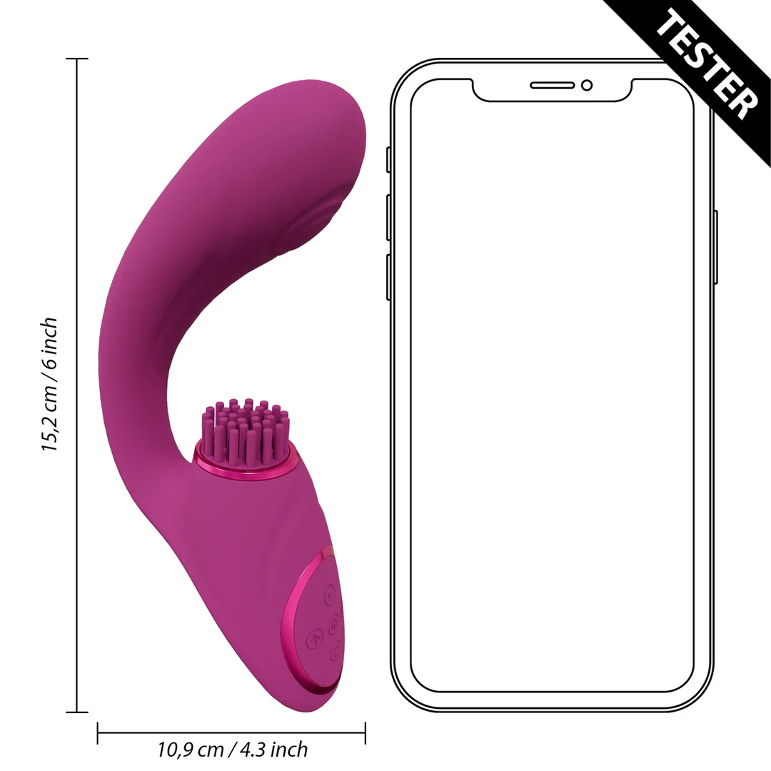 Vibratore per il punto G con tre motori, pulse wave e spazzole vibranti, VIVE by Shots, rosa - immagine 6