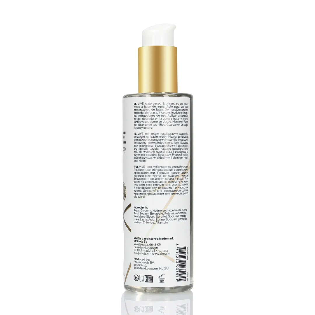 Lubrificante a base d’acqua, testato dermatologicamente e senza oli, senza profumo né sapore, 200 ml, VIVE by Shots - immagine 1